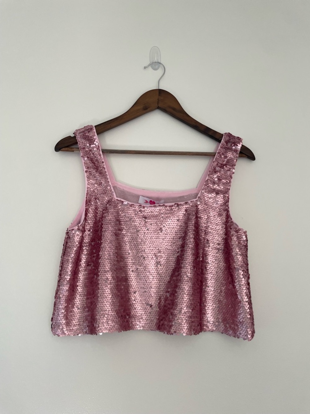 Buddy Love Lined Mesh Sequin Swingy Crop Festival Party Top SMALL